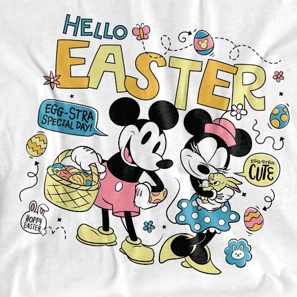 Mickey Mouse Unisex Vuxen Hello Easter! Minnie Mouse Påsk T-shirt White M