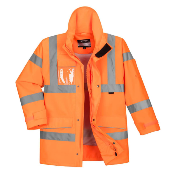 Portwest Mens Rain Hi-Vis Safety Jacket XL Orange Orange XL