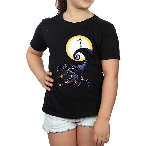 Nightmare Before Christmas Flickor Cemetery Bomull T-shirt 7-8 År Black 7-8 Years
