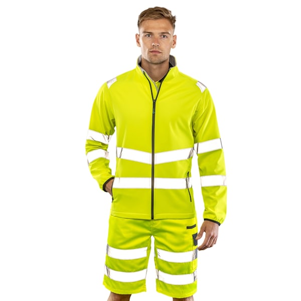 Result Äkta Återvunnen Herr Hi-Vis Softshell Tryckbar Jacka Fluorescent Yellow L