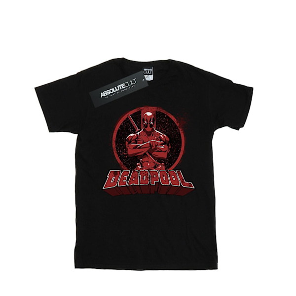 Deadpool Dam T-shirt med logotyp för kvinnor/damer, pojkvänmodell, M, svart Black M