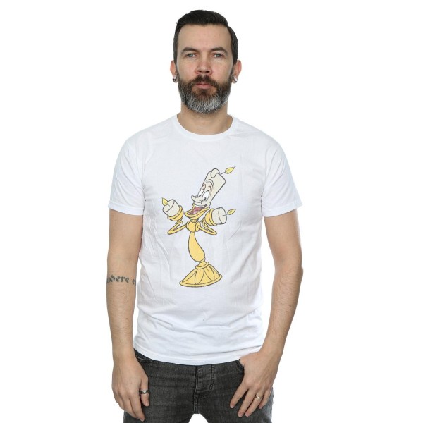 Disney Mens Beauty And the Beast Lumiere Distressed T-Shirt 3XL White 3XL