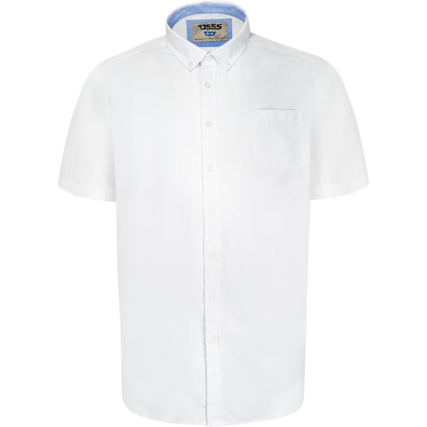 Duke Herr D555 James Oxford Kingsize Kortärmad Skjorta 8XL Vit White 8XL