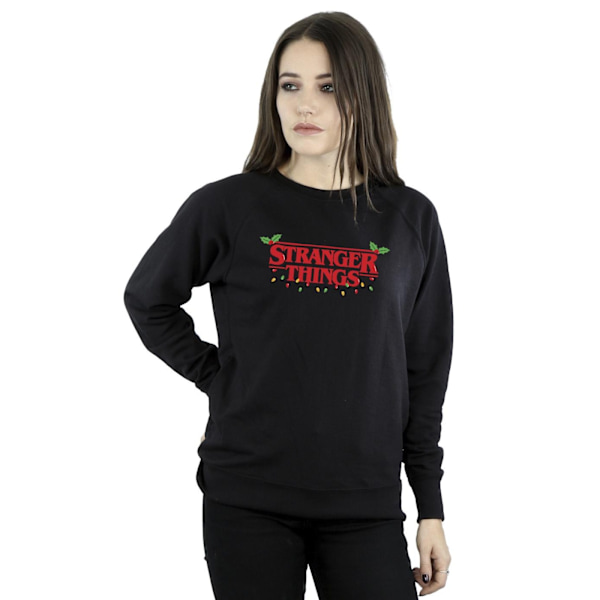 Netflix Dam/Kvinnor Stranger Things Julbelysning Sweatshirt Black S