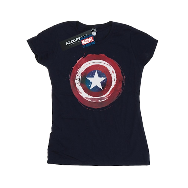 Marvel Dam/Kvinnor Captain America Splatter Shield Bomull T-Shirt XXL Marinblå Navy Blue XXL