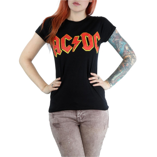 AC/DC Dam/Dam Röd Logotyp bomull T-shirt M Svart Black M