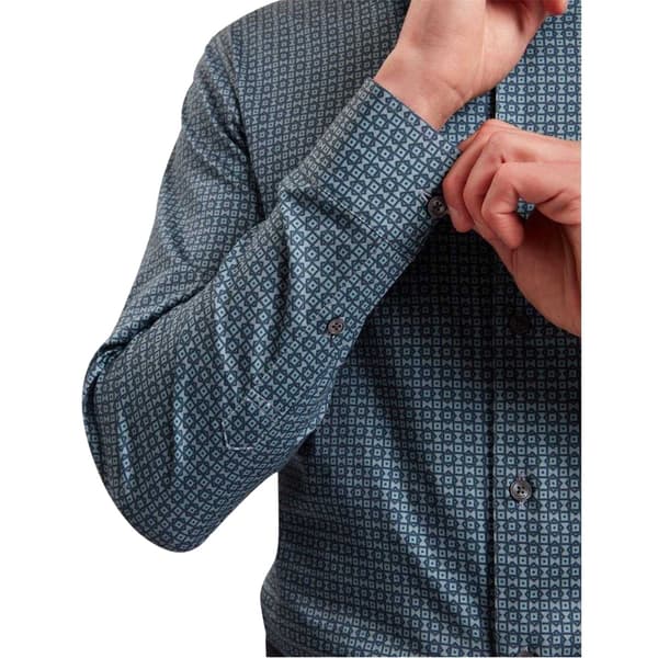 Ted Baker Herr Geometrisk Långärmad Skjorta M Marinblå Navy M