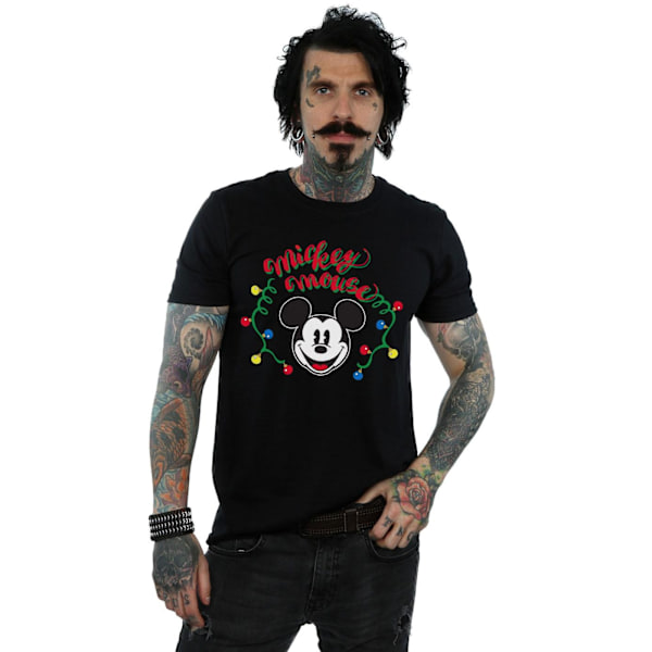 Disney Herr Mickey Mouse Julgransljus T-shirt 4XL Svart Black 4XL