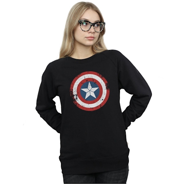Marvel Dam/Kvinnor Captain America Civil War Distressed Shield Sweatshirt Black XL