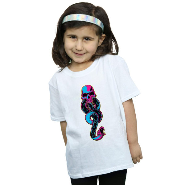 Harry Potter Girls Neon Dark Mark Cotton T-shirt 7-8 Years Whit White 7-8 Years