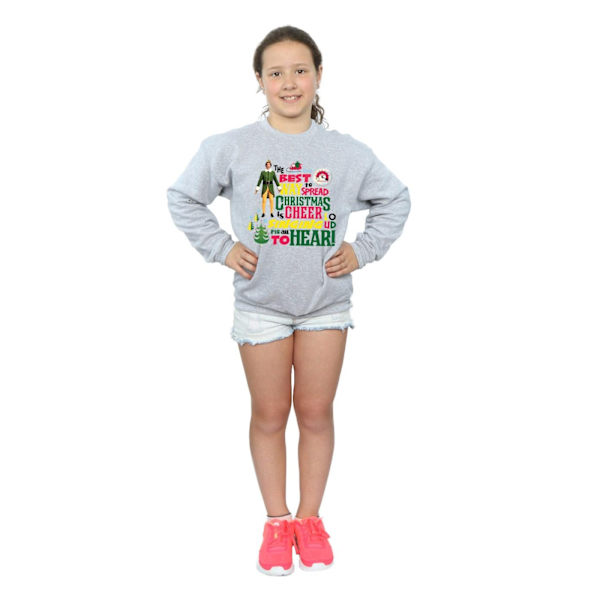 Elf Girls Christmas Cheer Sweatshirt 7-8 år Sports Grey Sports Grey 7-8 Years