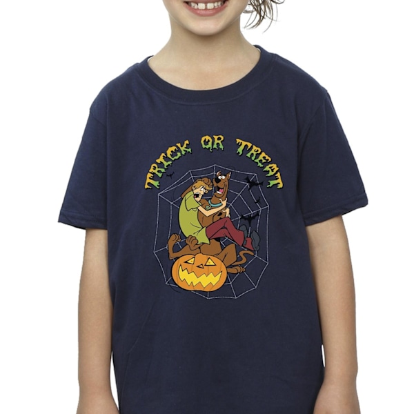 Scooby Doo Flickor Trick Or Treat Bomull T-shirt 7-8 År Marinblå B Navy Blue 7-8 Years