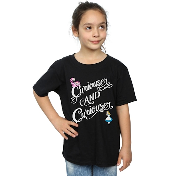 Alice i Underlandet Flickor Curiouser And Curiouser Bomull T-Shir Black 9-11 Years
