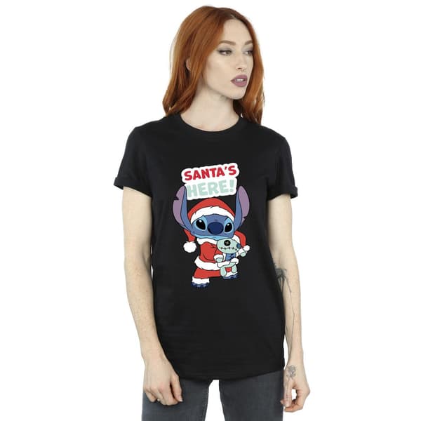 Disney Dam Lilo & Stitch Santa´s Here Bomull Boyfriend Black 5XL