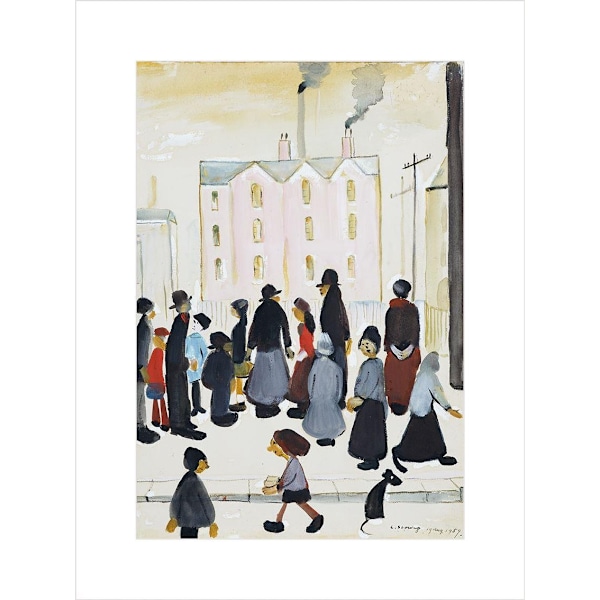 L.S. Lowry Group Of People 1959 Monterat Tryck 40cm x 30cm Grå/ Grey/White 40cm x 30cm