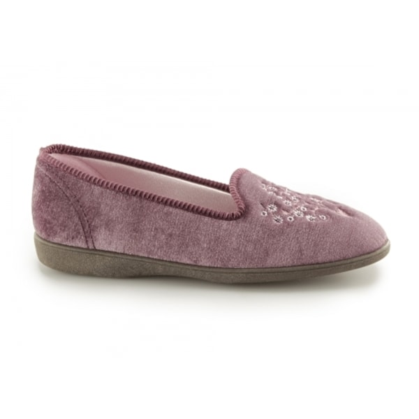 Sleepers Dam/Damer Nieta Enkla Broderade Tofflor 7 UK He Heather 7 UK
