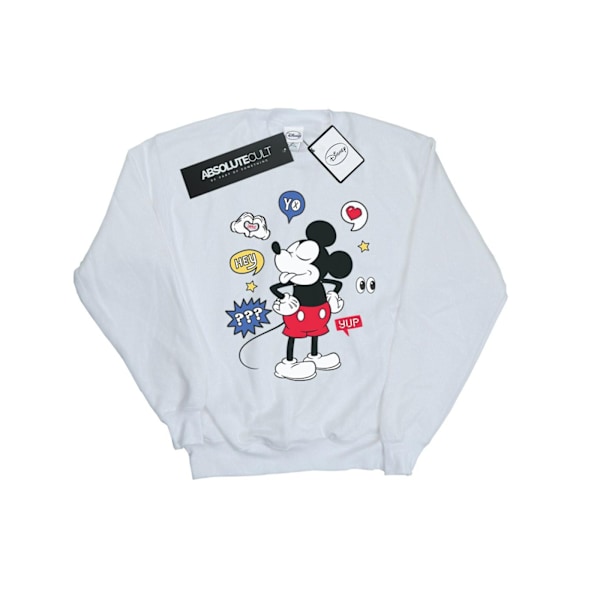 Disney Dam/Kvinnor Mickey Mouse Tunga Ut Sweatshirt XL Vit White XL