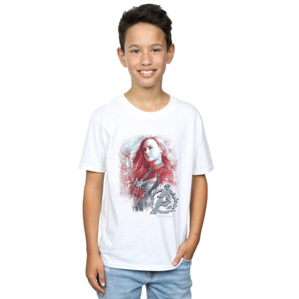 Marvel Boys Avengers Endgame Captain Marvel Borstad T-shirt 7-8 White 7-8 Years