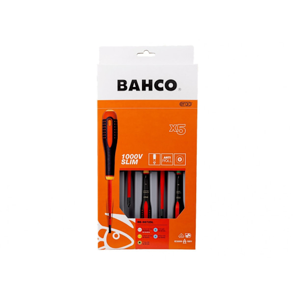 Bahco BE-9872SL Ergo VDE Isolerad Skruvmejselset, 5 Delar One Multi Colour One Size