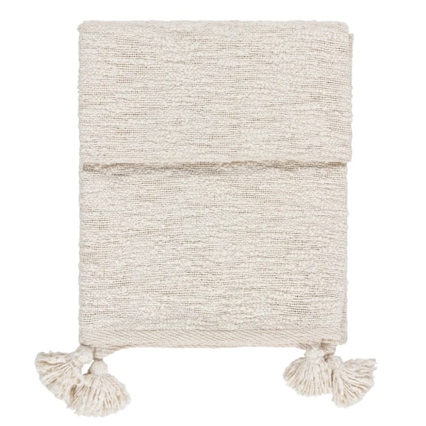 Yard Heath Tassel Throw 180cm x 130cm Ecru Ecru 180cm x 130cm