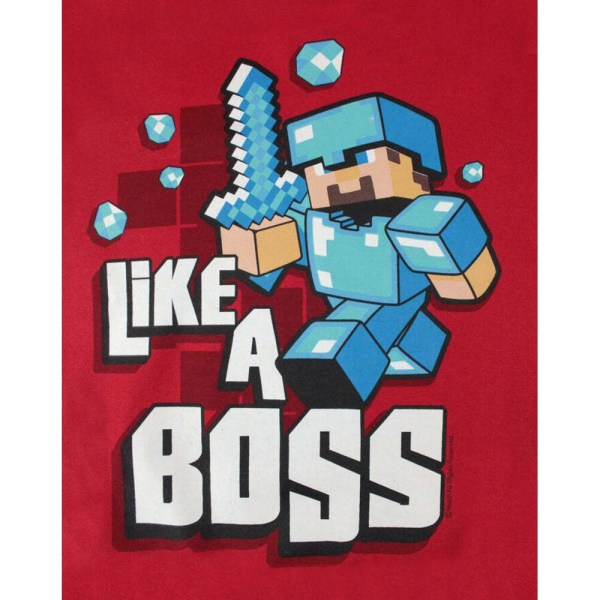 Minecraft Boys Like A Boss Hoodie 5-6 år Röd/Blå/Vit Red/Blue/White 5-6 Years