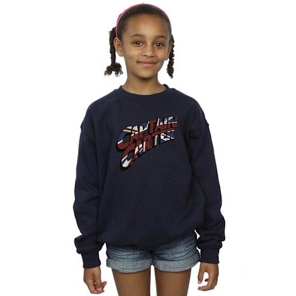 Marvel Girls What If Captain Carter Sweatshirt 9-11 år Marinblå Navy Blue 9-11 Years