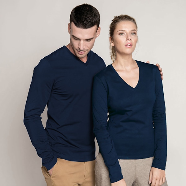 Kariban Herr Slim Fit Långärmad V-ringad T-shirt S Marinblå Navy S