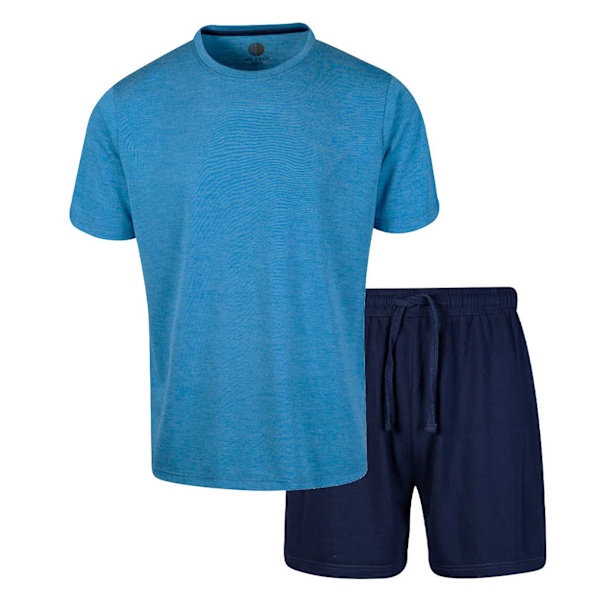 Light And Shade Herrarnas Crew Neck Kort Pyjamas Set M Blå/Marinblå Blue/Navy Blue M