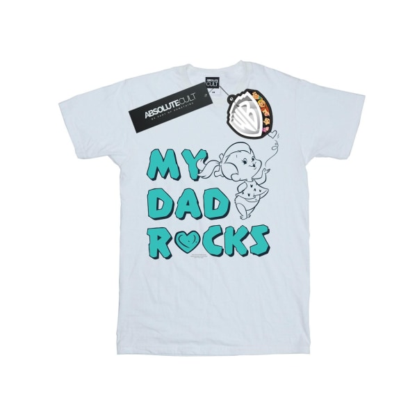 The Flintstones Girls Pebbles My Dad Rocks T-shirt i bomull 5-6 Y White 5-6 Years
