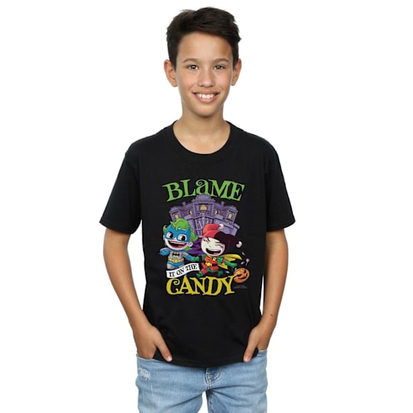 DC Comics Boys Super Friends Blame It On The Candy T-Shirt 9-11 Black 9-11 Years