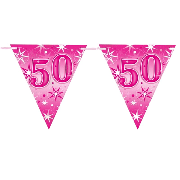 Qualatex Sparkle 50-årsdag Vimpel En Storlek Rosa Pink One Size