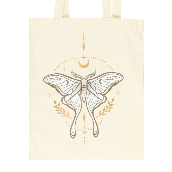Something Different Ljus Luna Moth Polycotton Tote Bag En Storlek Light Beige One Size