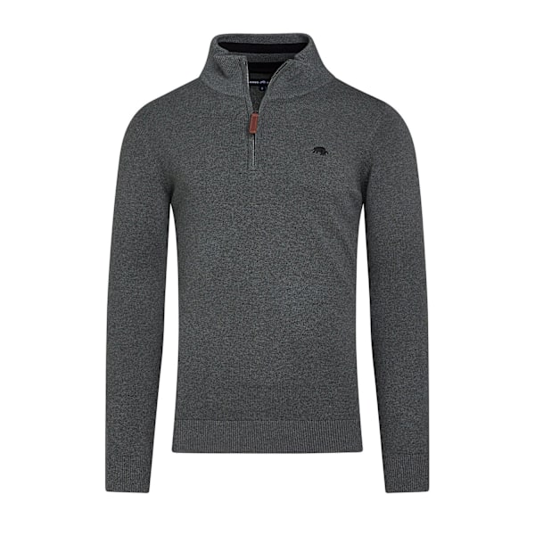 Raging Bull Herrarnas Klassiska Stickade Cashmere-Blandning Kvart Zip Jumper Charcoal M