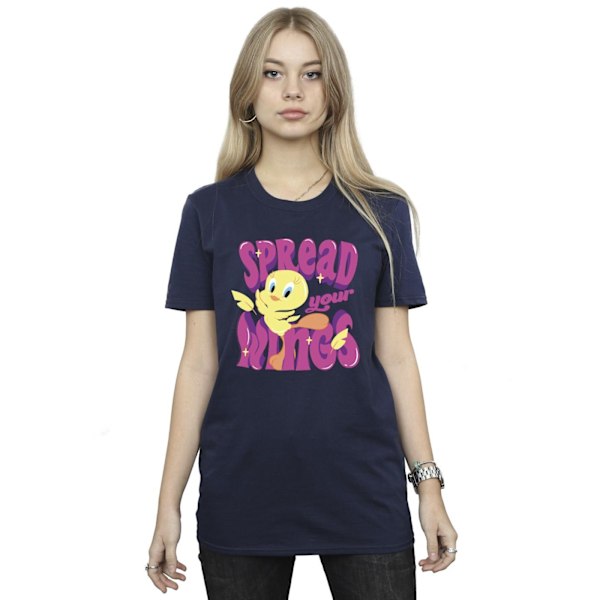 Looney Tunes Dam/Damer Tweeday Spread Your Wings Bomull Boyfriend T-Shirt Navy Blue XXL