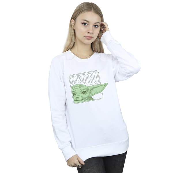 Star Wars Dam/Damer The Mandalorian Grogu Box Sweatshirt M White M