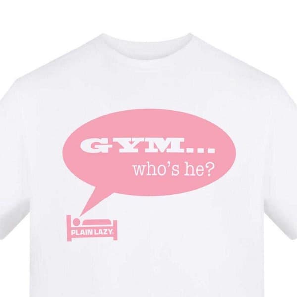 Plain Lazy Herr Gym Who's He? Tryckt T-shirt M Vit White M