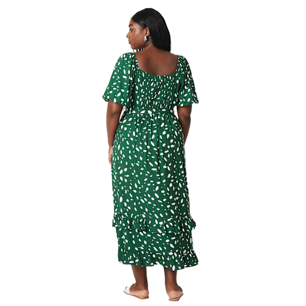 Dorothy Perkins Dam/Kvinnor Abstrakt Volangkant Plus Midi Klänning Green 20 UK