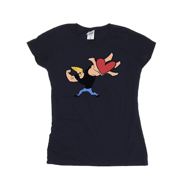 Johnny Bravo Dam/Kvinnor Hjärta Present Bomull T-shirt L Marinblå Navy Blue L