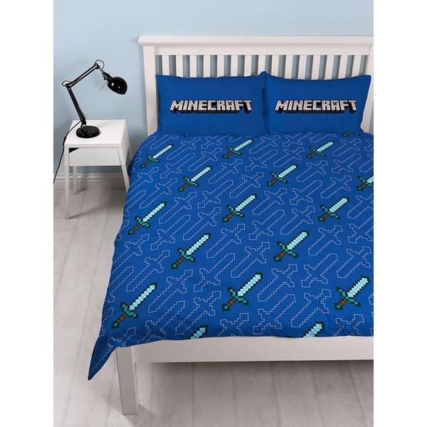 Minecraft Vändbar Påslakanset Dubbel Blå/Grön Blue/Green Double