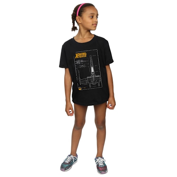 Star Wars Girls Force Awakens X-Wing Manual Bomull T-shirt 5-6 Black 5-6 Years