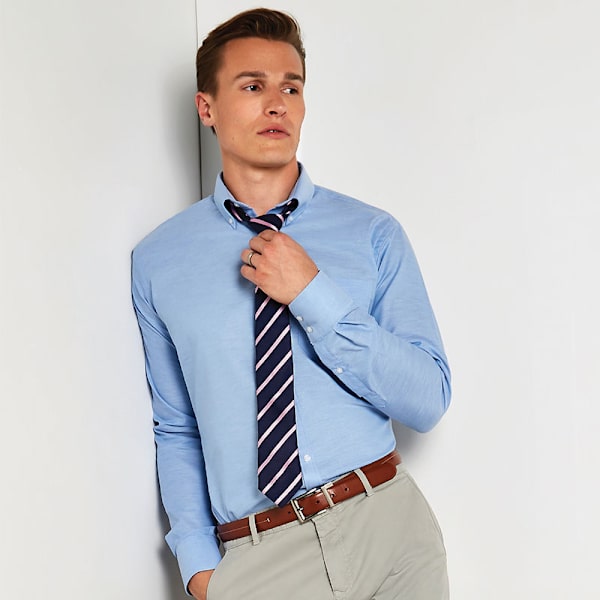 Kustom Kit Herr Slim Fit Långärmad Oxford Skjorta 18 Ljus Light Blue 18