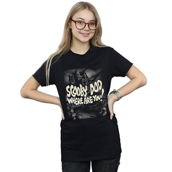 Scooby Doo Dam/Damer Var Är Du? Bomullspojkvän T-Shir Black L