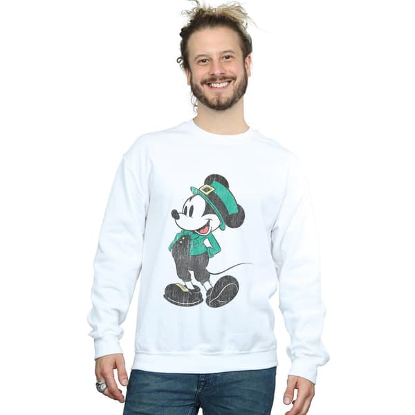 Disney Herr Mickey Mouse St Patrick Kostym Sweatshirt 5XL Vit White 5XL