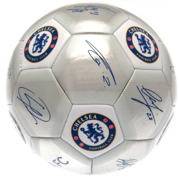 Chelsea FC Tryckt Spelare Signaturer Signerad Fotboll En Storlek Silver One Size