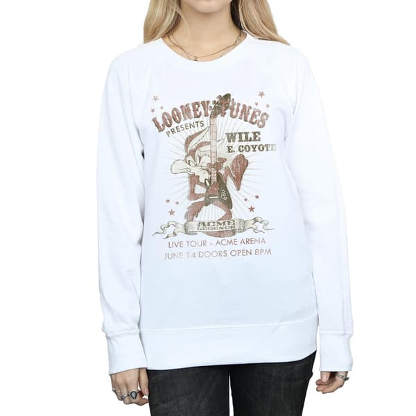 Looney Tunes Dam/Dam Wile E Coyote Gitarr Tröja S Vit White S