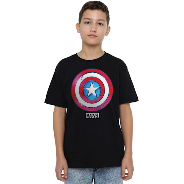 Captain America Barn/Kids Drip Shield T-shirt 7-8 år Blå Black 7-8 Years