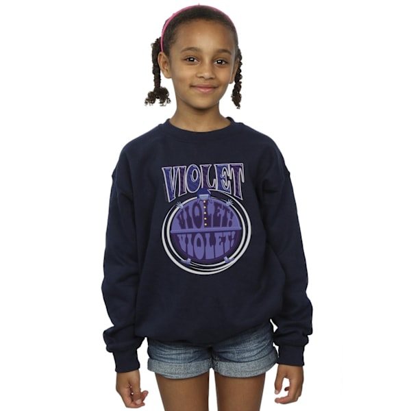 Willy Wonka Girls Violet Turning Violet Sweatshirt 5-6 år Marinblå Navy Blue 5-6 Years
