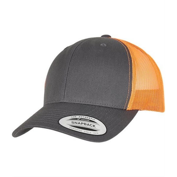 Flexfit Unisex Adult Two Tone Trucker Cap One Size Charcoal Gre Charcoal Grey/Neon Orange One Size