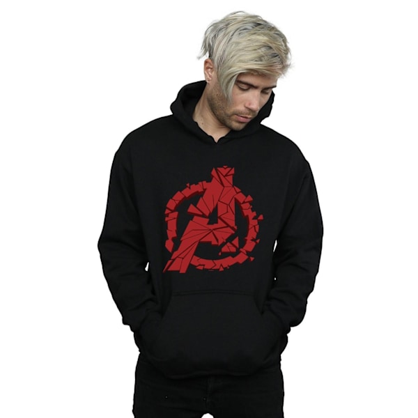 Marvel Mens Avengers Endgame Shattered Logo Hoodie L Svart Black L