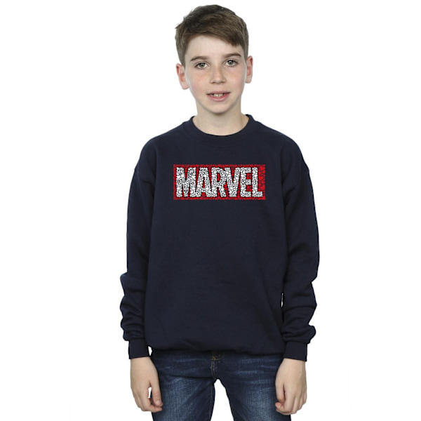 Marvel Boys Comics Hearts Logo Sweatshirt 12-13 år Marinblå Navy Blue 12-13 Years